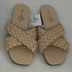 Soulmates Braided Tan Women's Slide Sandals size 7